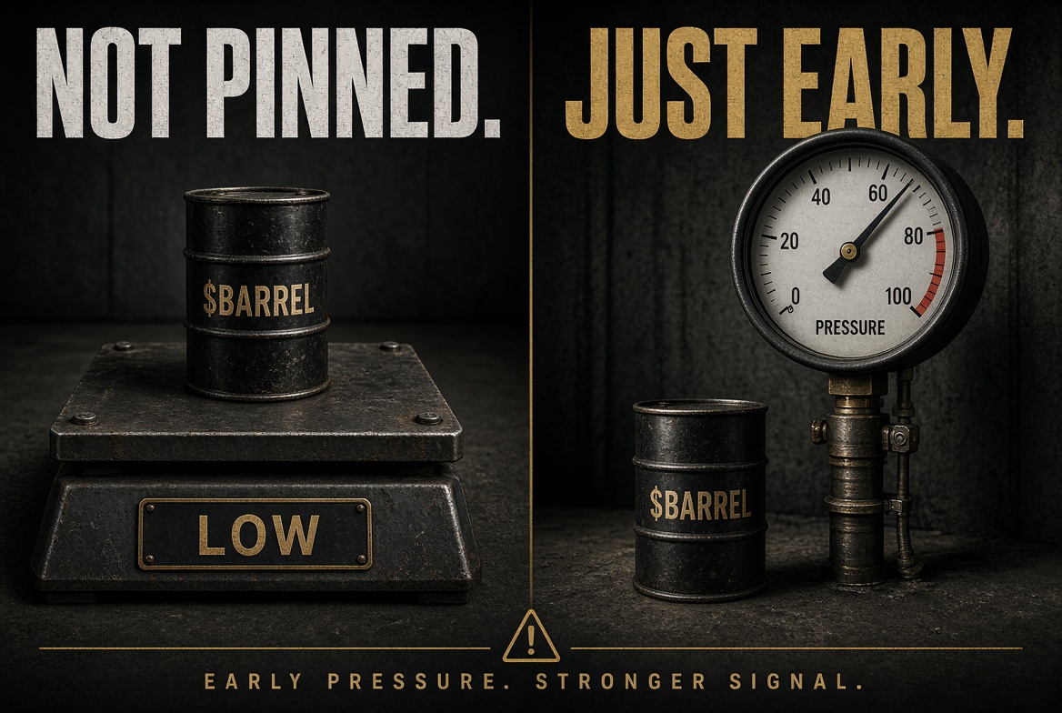 Not pinned. Just early. Early pressure, stronger signal.